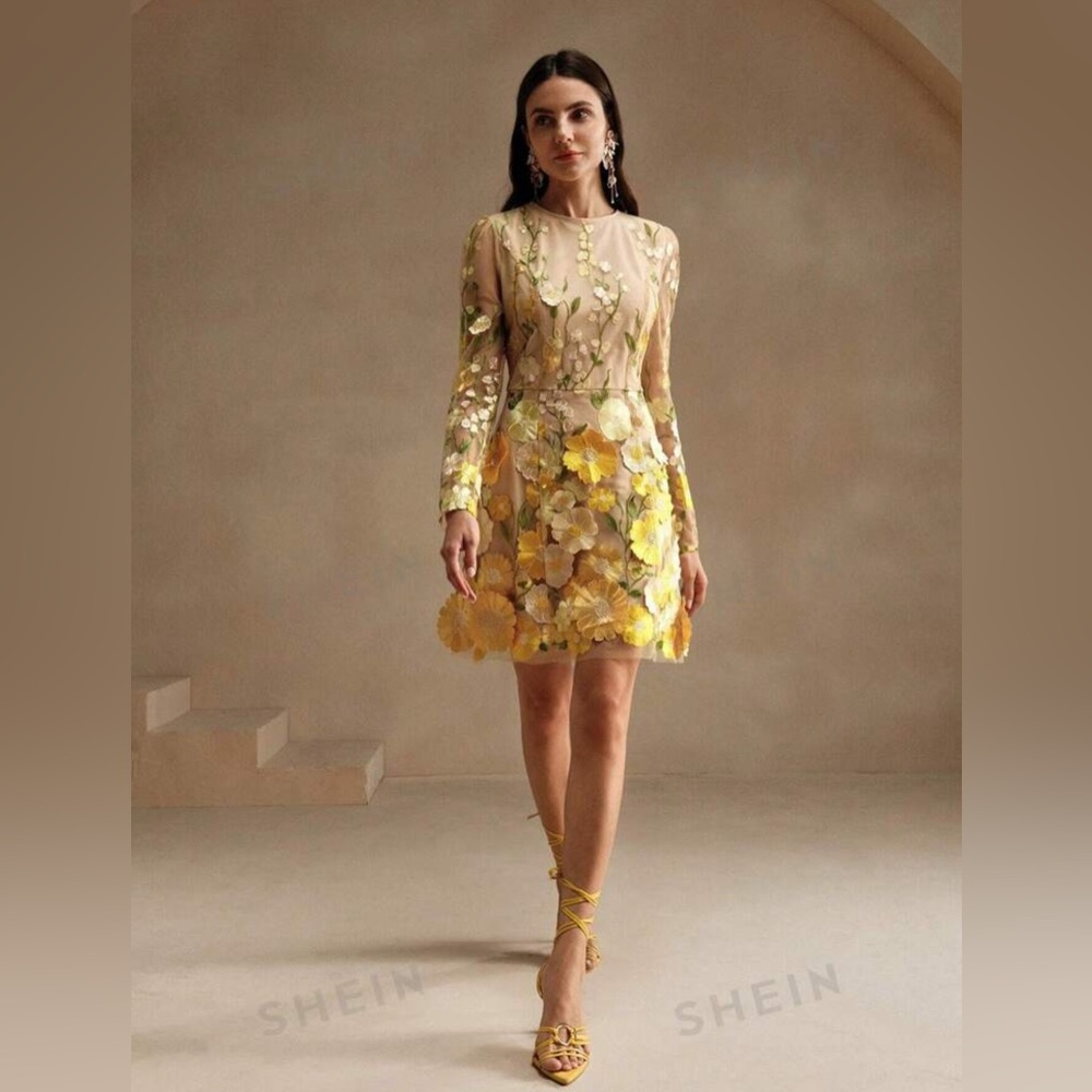 SHEIN Yellow Floral Dress